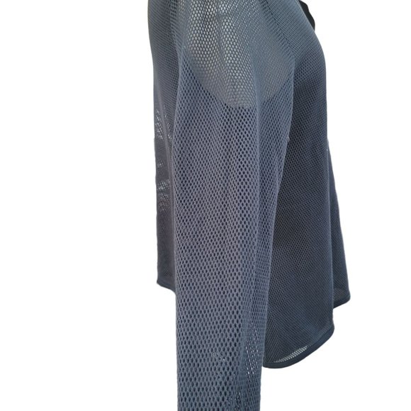 Joan Vass Black 3/4 Sleeve V Neck Mesh Pullover Collared Top Women's Size Large - Picture 5 of 13